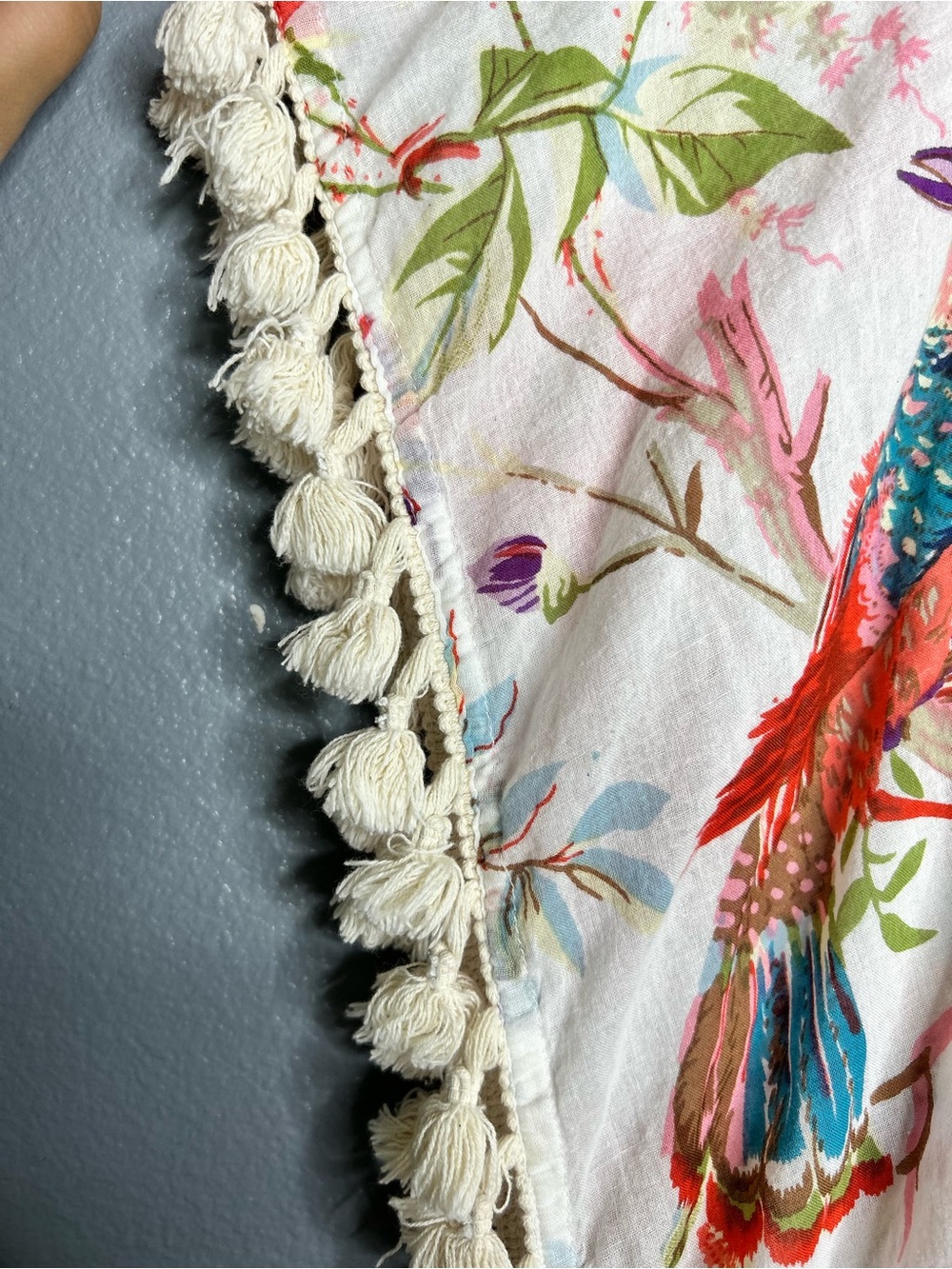 Anthropologie Boho Floral Tassel Swim Beach Vacation Coverup Floral Print FLAWED - Picture 3 of 11